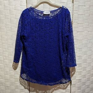 Peck and peck boutique knit shirt royal blue size Large women.